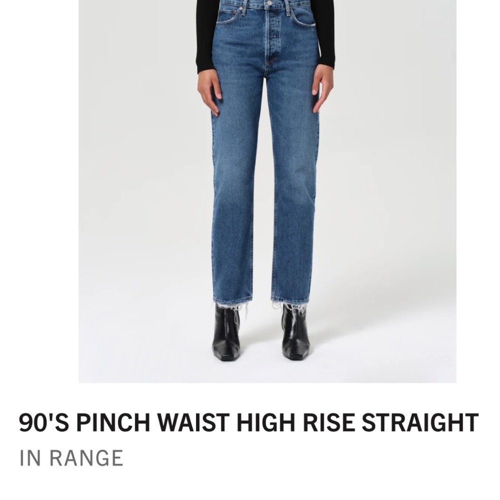 Agolde Women’s Pinch Waist High Rise Dark Blue Straight Leg Jeans size 27